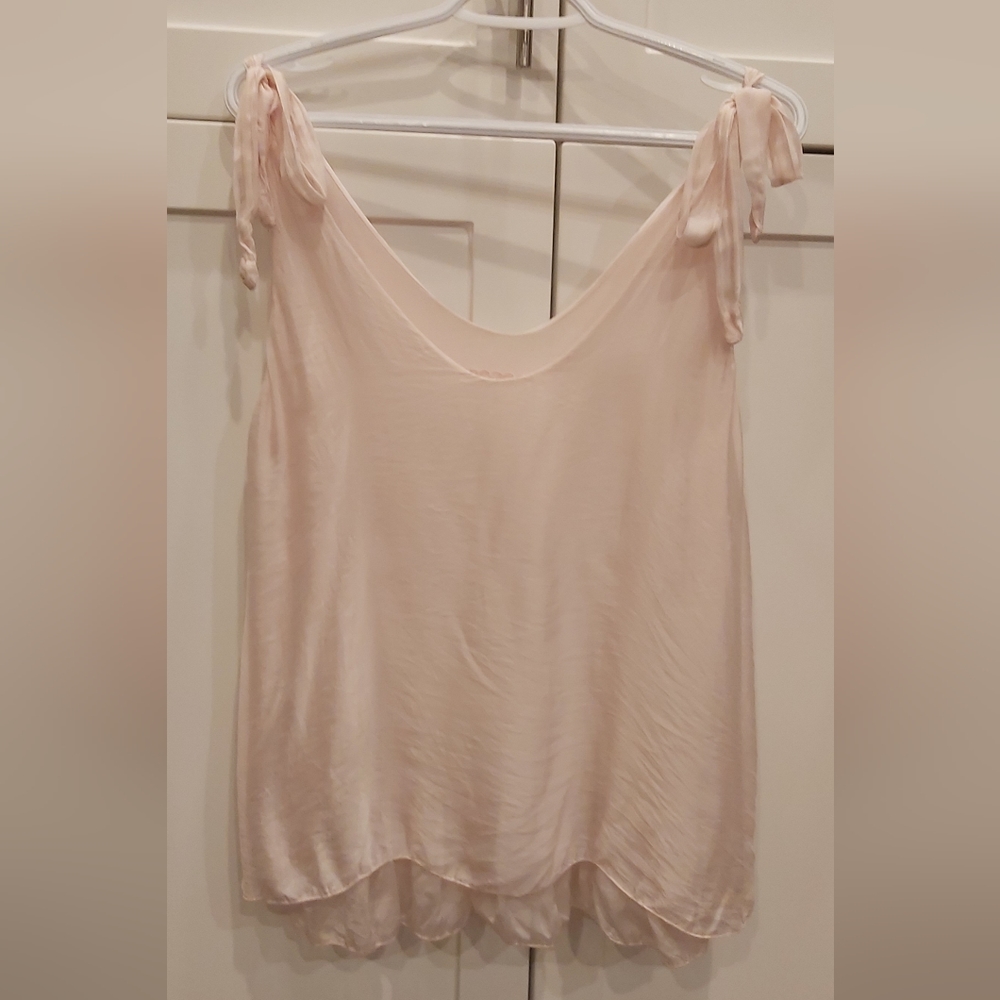 Vintage Made In Italy Tie-Shoulder Silk Camisole Top - Light Blush